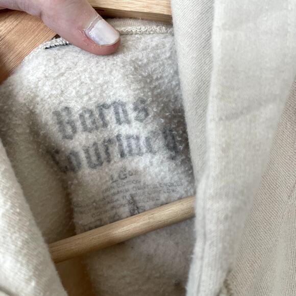 Borns Courtney tan hoodie smile grafiti cotton men's size large pullover sweater - Picture 6 of 6